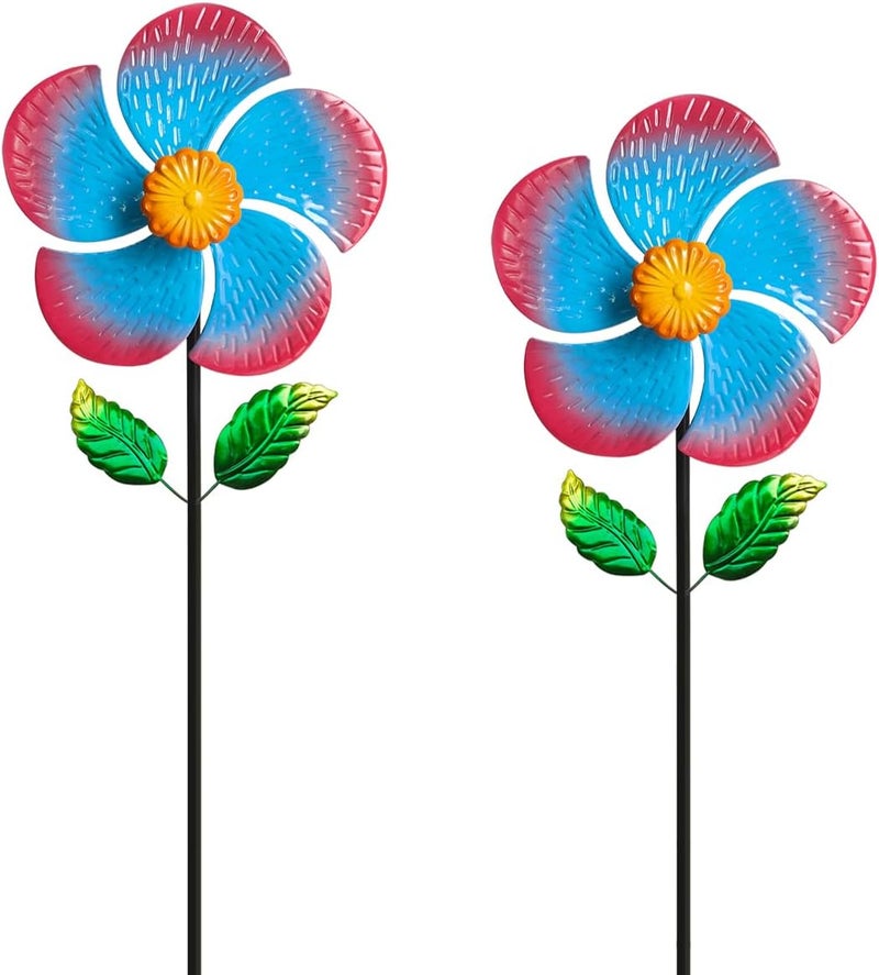 Senflame ​Garden Wind Spinners & ​Metal Wind Sculptures - ​Outdoor Windmill Decor with Vibrant Red & Blue, ​Yard Art for Patio Lawn Garden Ornament, Dynamic ​Wind Spinner Sculpture for Landscape Decor - Image 1